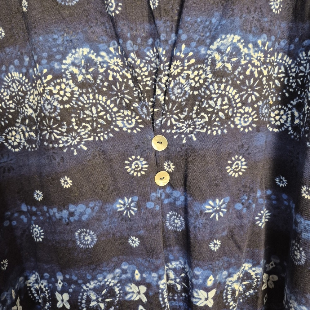Westbound Woman 1X Blue Boho Bandana Print Long Sleeve Tunic Top - Picture 4 of 8